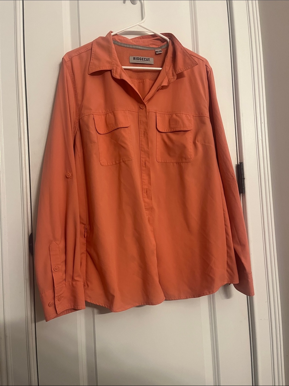 Ridgecut Coral Orange Button-Front Women's Shirt
